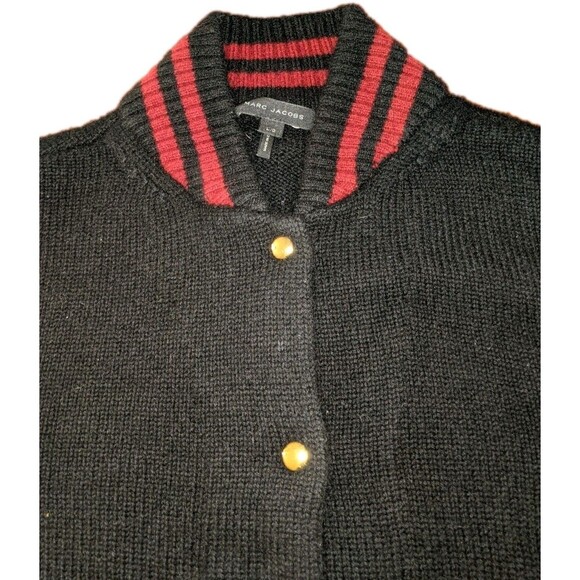Marc Jacobs Cashmere Blend Varsity Bomber Sweater Women's Sz L Luxury Academia - Picture 4 of 10